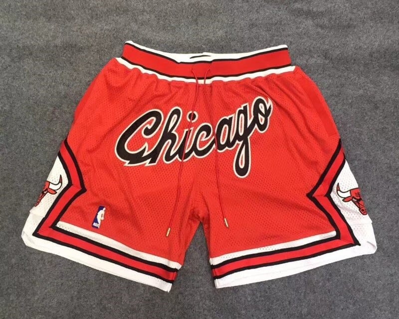Chicago Bulls Red Shorts with Chicago Logo - Justdonshorts