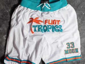 Jackie Moon #33 Movie Flint Tropics Basketball White Shorts