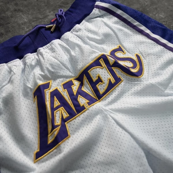 Los Angeles Lakers Throwback White Shorts logo