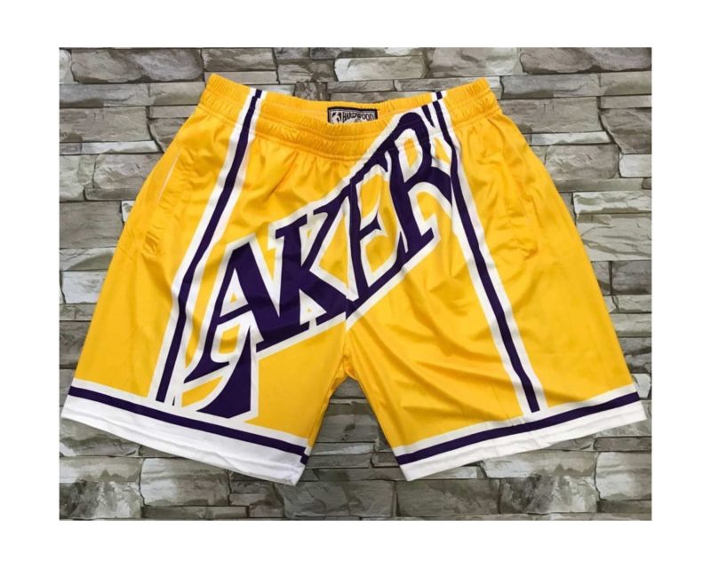 Los Angeles Lakers Big Face Shorts Yellow Hardwood Classics M&N