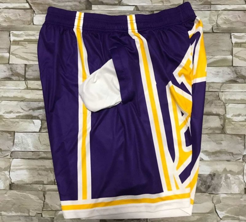 Los Angeles Lakers Big Face Shorts Yellow Purple 2