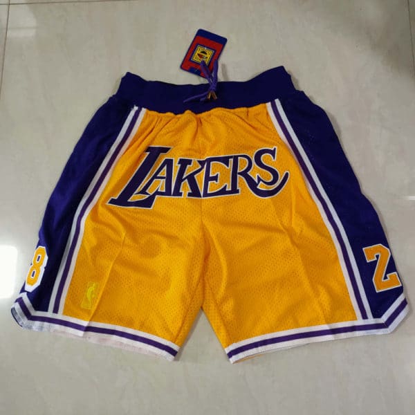 Kobe Bryant 8-24 Los Angeles Lakers Yellow Basketball Shorts ...