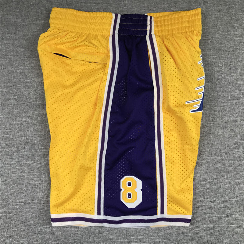 Kobe Bryant 8/24 Yellow Los Angeles Lakers Basketball Shorts ...