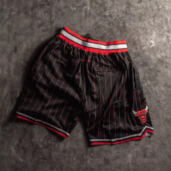 Chicago Bulls Black Red Strip CHICAGO Shorts back