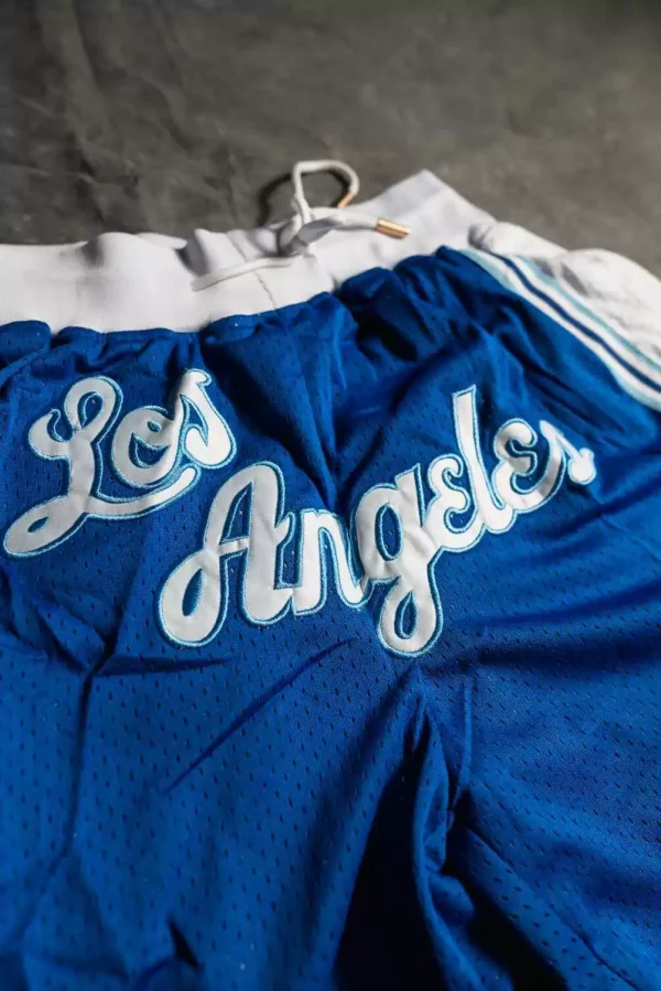 Los Angeles Lakers M&N 1996-1997 LOS ANGELES Royal Blue Basketball Shorts logo1