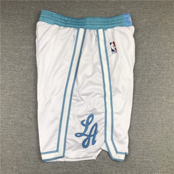 Los Angeles Lakers 2021 City Edition Swingman White Blue Shorts - Image 4