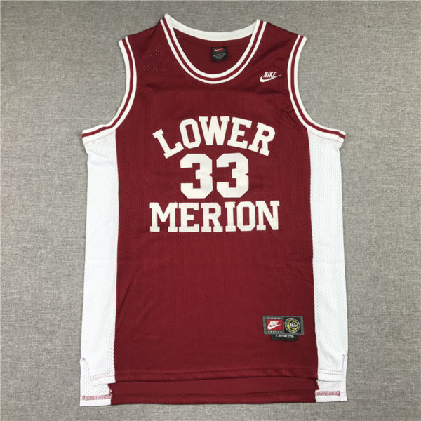 Kobe Bryant 33 Lower Merion Headgear Maroon High School Retro Red Jersey
