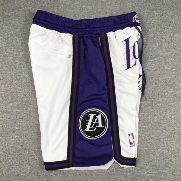 Los Angeles Lakers 2022-23 City Edition White Swingman Shorts side 1