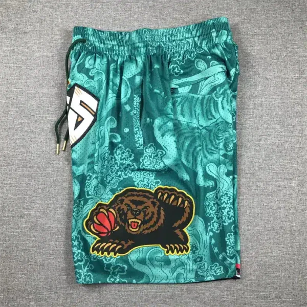 Vancouver Grizzlies Hardwood Classics Lunar New Year 2023 Turquoise Shorts side 1