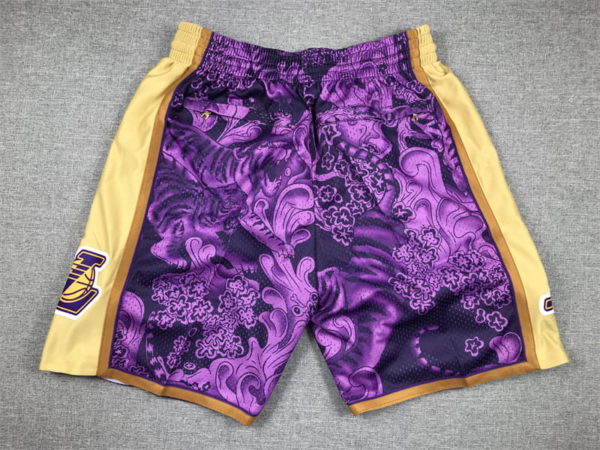 Los Angeles Lakers Purple 2023 Lunar New Year Hardwood Classics Shorts back