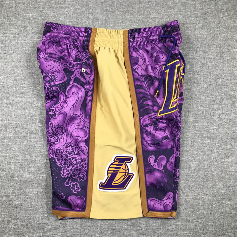Los Angeles Lakers Purple 2023 Lunar New Year Hardwood Classics Shorts side