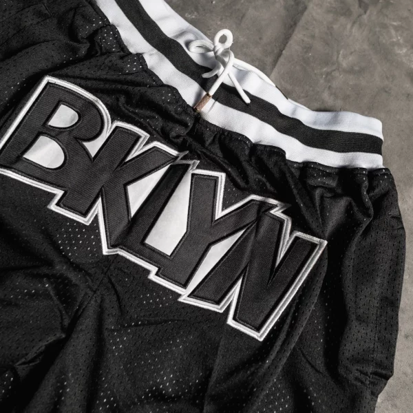 Brooklyn Nets Black Throwback Basketball Shorts logo