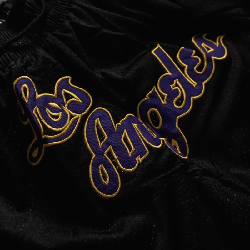 Los Angeles Lakers Hardwood Classics Black Shorts logo