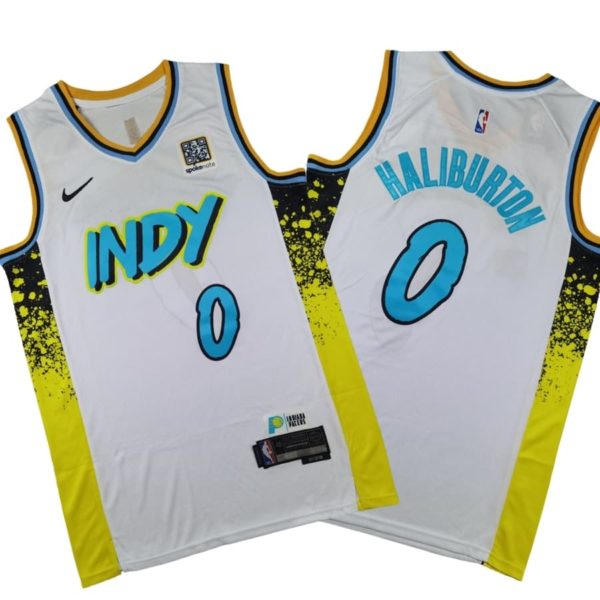 Indiana Pacers City Edition Swingman Stitched Jersey 2024 – White – Tyrese Haliburton