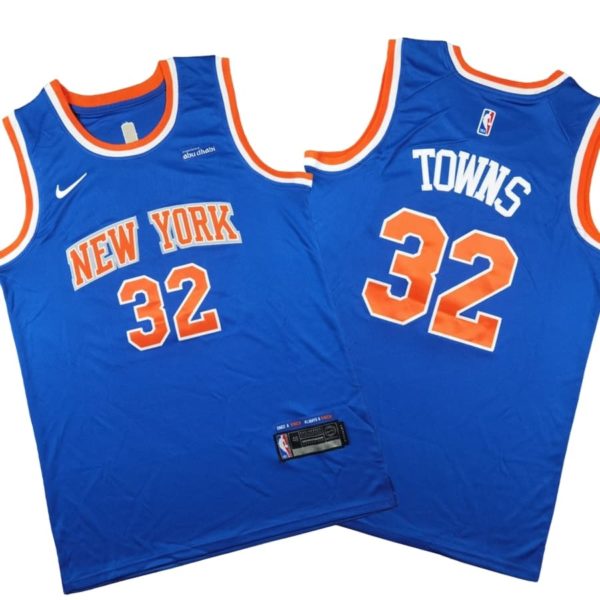 Karl-Anthony Towns 32 New York Knicks Icon Edition Swingman Stitched Jersey – Blue