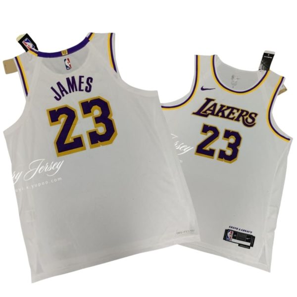 Los Angeles Lakers Nike Association Edition Swingman Jersey - White - Lebron James