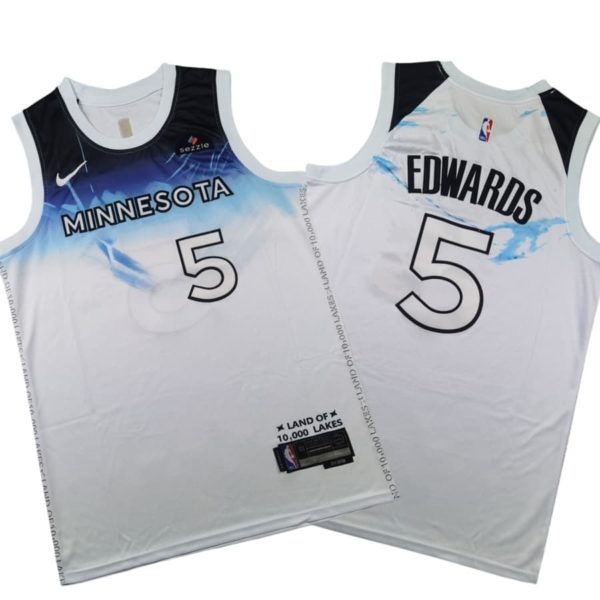 Minnesota Timberwolves City Edition Swingman Stitched Jersey 2024 – White – Anthony Edwards – Unisex