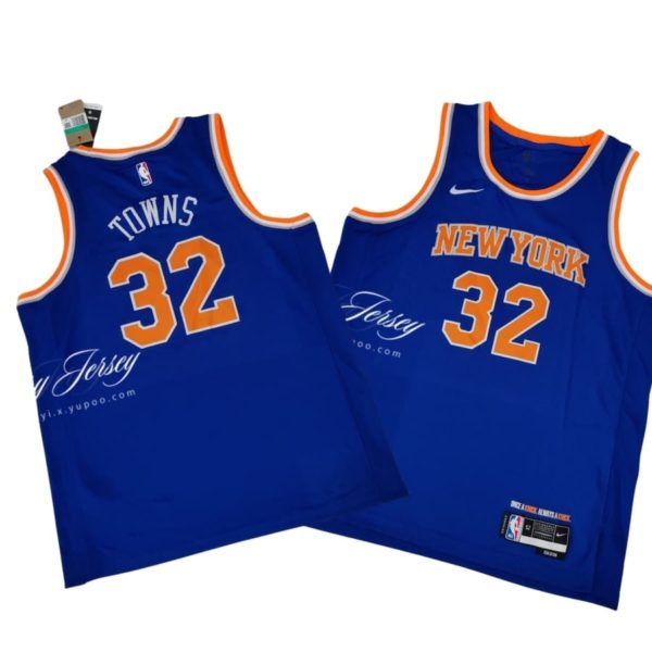 New York Knicks Karl-Anthony Towns Nike Blue 2024_25 Patch Swingman Jersey Icon