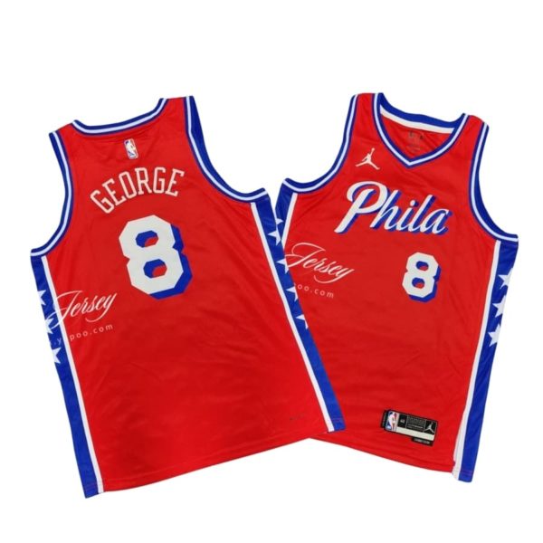 Philadelphia 76ers Paul George #8 Statement Red Jersey