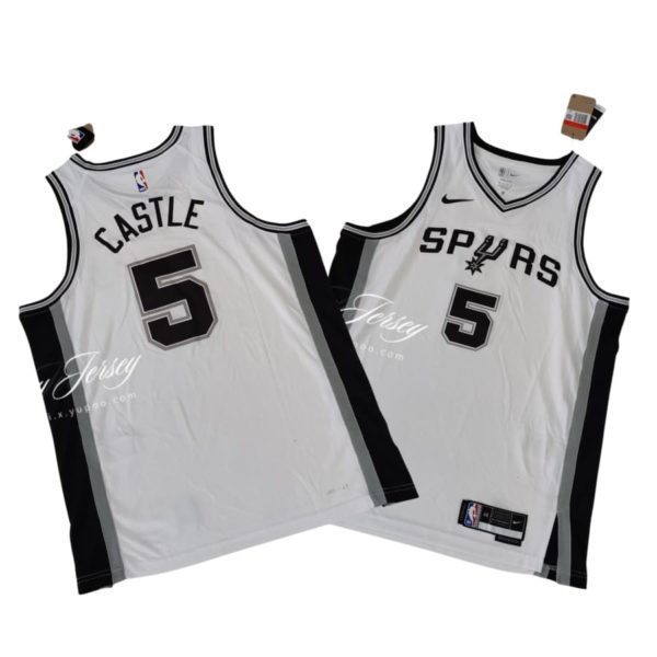 San Antonio Spurs Nike Association Swingman Jersey - White - Stephon Castle