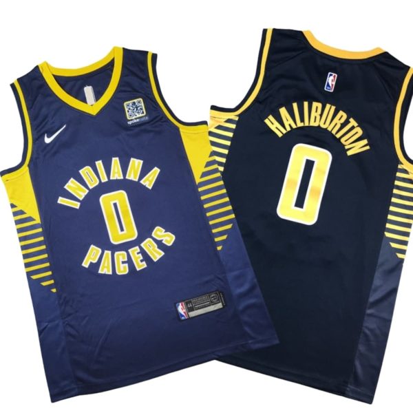 Tyrese Haliburton Indiana Pacers Navy Icon Swingman Stitched Jersey