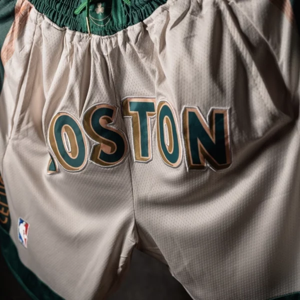 Boston Celtics City Edition 2023-24 White Shorts font