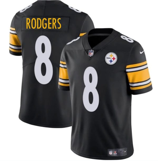 Aaron Rodgers #8 Black Jersey Stitched